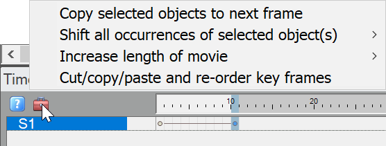 toolbox icon on timeline for extended operations