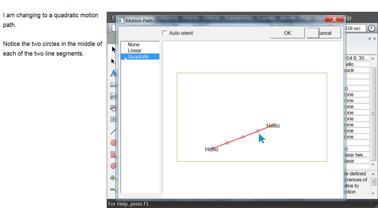 changing to quadratic motion path