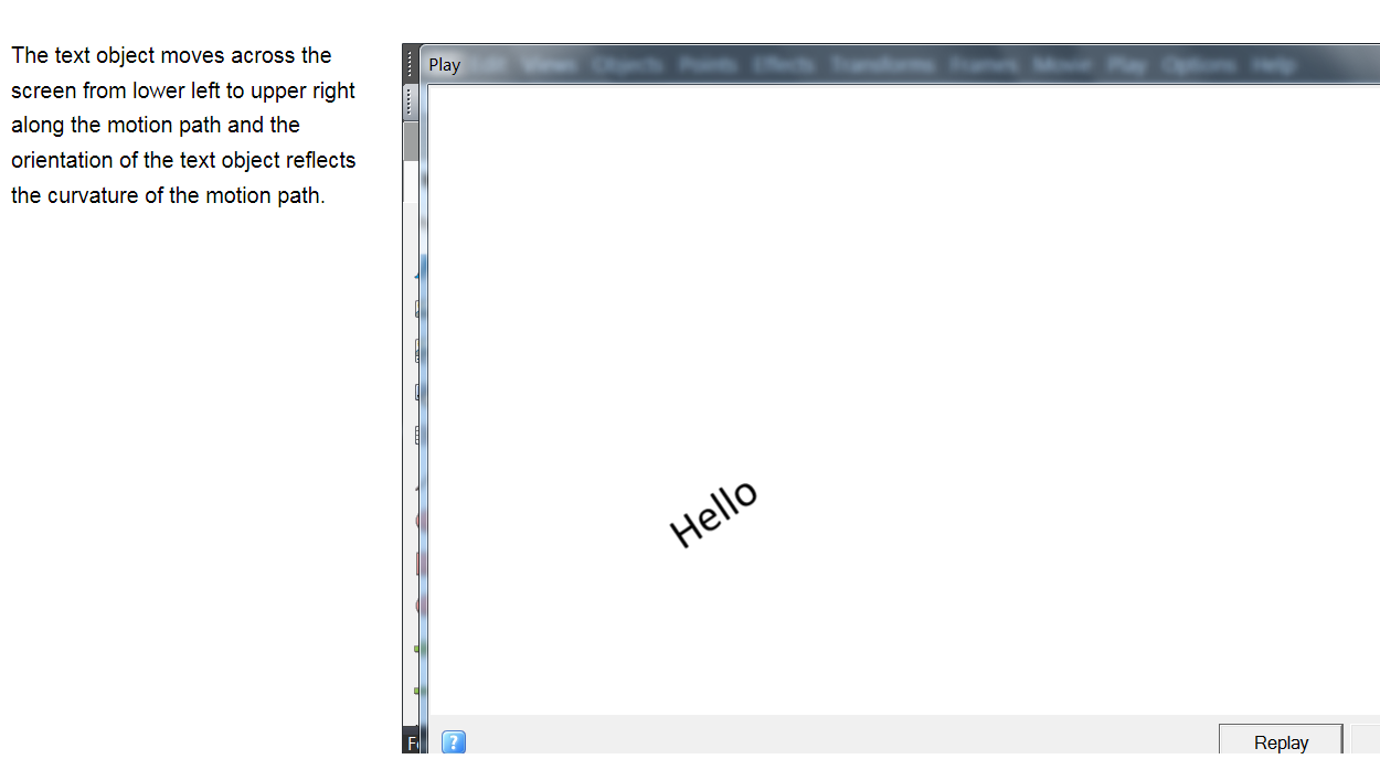 text follows the motion path and orientation follows the curvature